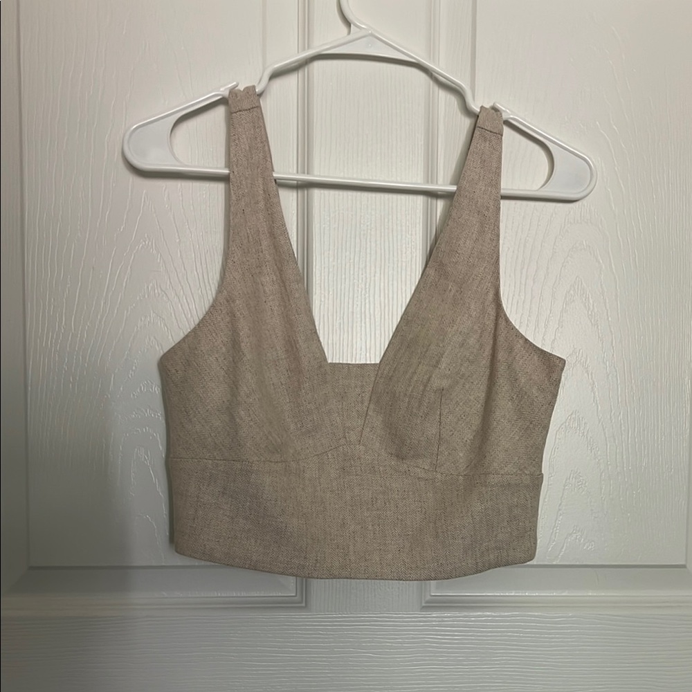 Elegant Beige Sleeveless Top